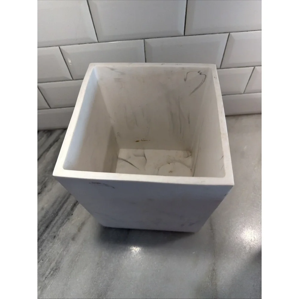 Kassatex Marmol Bathroom Waste Basket Marble Look Heavy 995